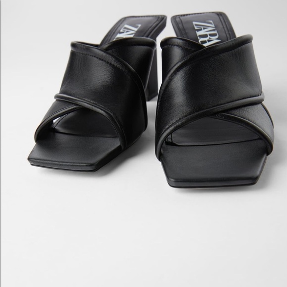 ZARA Soft Leather Heeled Sandals - Picture 2 of 7